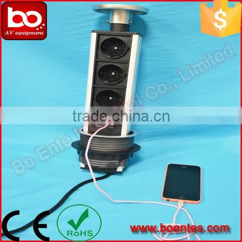 Factory Supply Office Pull Up Outlets/Kitchen Pop Up Power Socket with USB Charger
