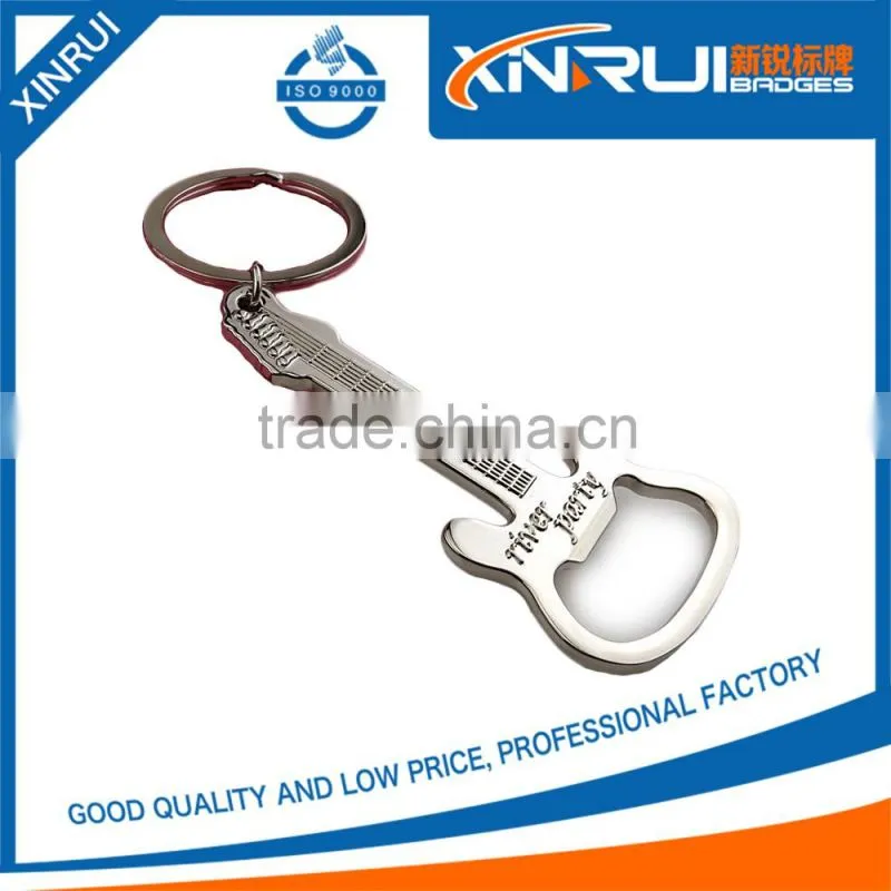 Hot sale Top quality bottle opener with guitar keychain custom metal badge