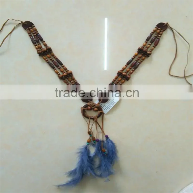 Exquisite design dress party blue-red beaded with ivory necklace