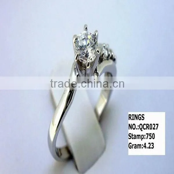925 sterling silver ring with quality cz rhodium plating QCR021