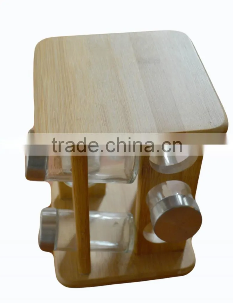 2015 Gift FDA Certification Bamboo Wooden Spice Rack Pepper Kitchenware Holder