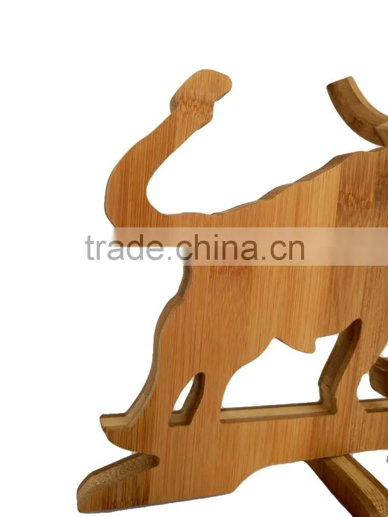 WR027/100% Bamboo Material Hot Sale Bull-Shaped Folding Bamboo Wine Rack