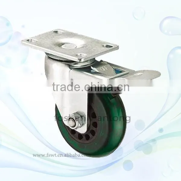 Green PVC Wheel 75mm Metal Screw Lock Hardware Caster Wheel