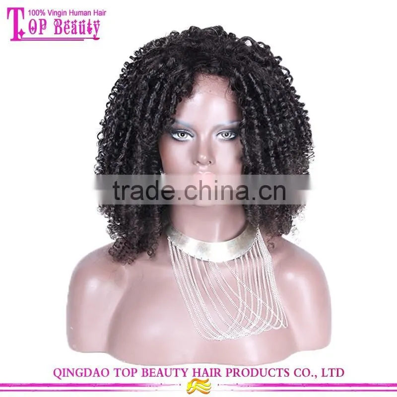 2016 hot sale full lace curly bob wig 22inch 150% density natural color mongolian hair kinky curly wig for black women