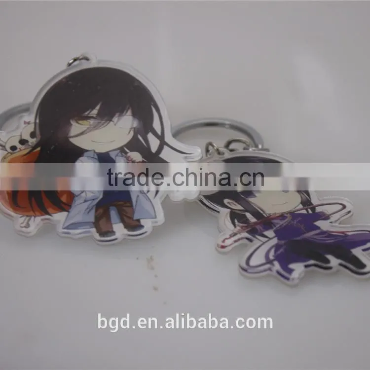 Hot sell transparent cartoon characters plastic key ring