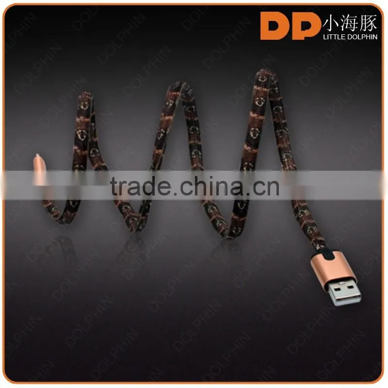 new model shoelace LED charging cable OEM 2 in 1 usb cable