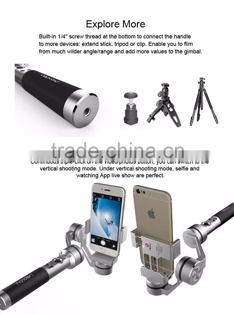 Aibird Uoplay 3 axis Handheld Steady Action Camera Gimbal for Action Camera and smartphones