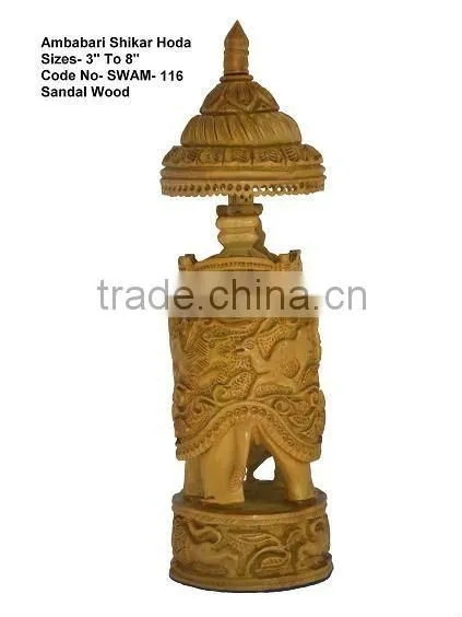 sandalwood carved shikar hoda ambabari elephant