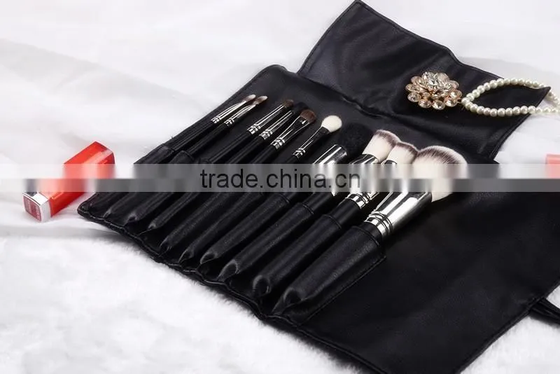 Top Grade Copper Ferrule 10pcs Private Label Makeup Brush black, High Quality Private Label Makeup Brush black
