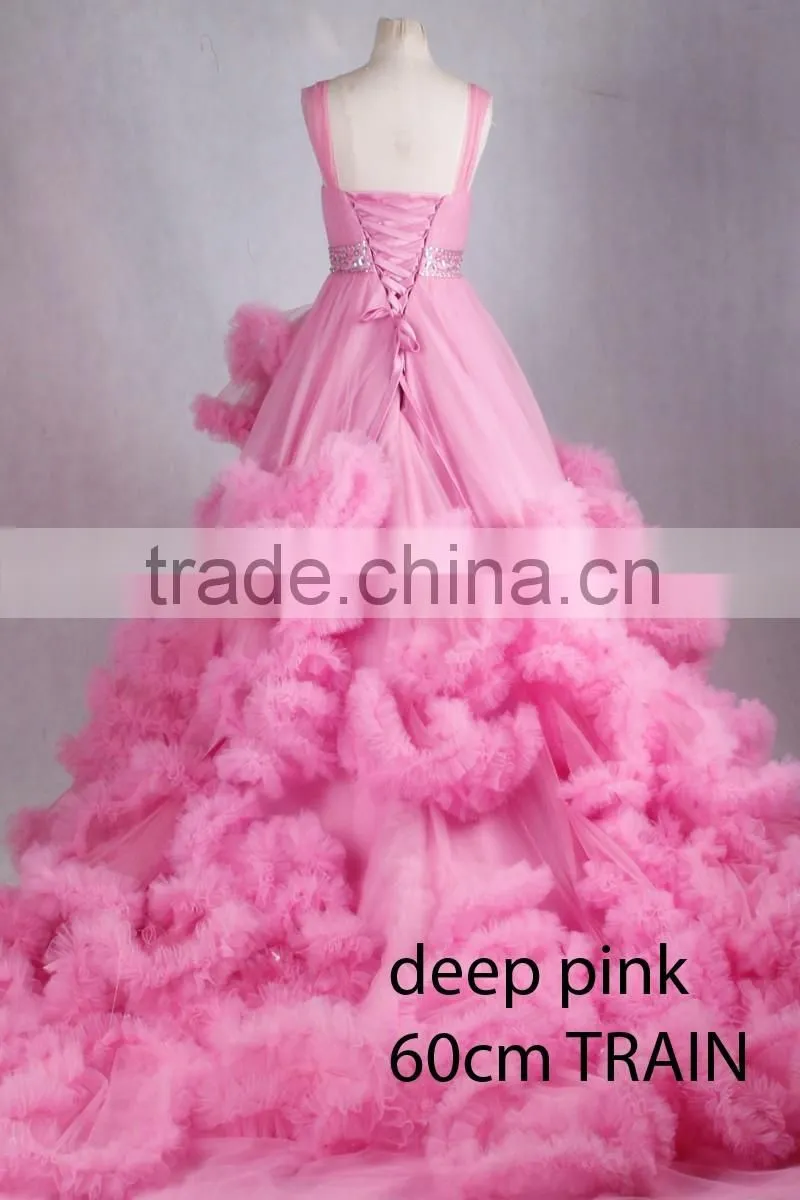 Yiai Newest Wedding Dress 2016 Pink Wedding Dress Princess Ball Gown
