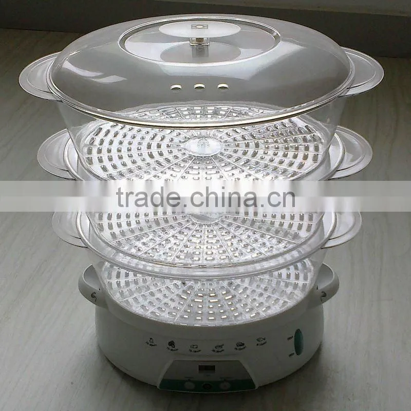 3 tiers plastic electrical food steamer with water window