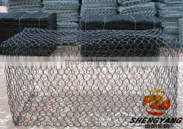 China 1x1x1m,2x1x0.5m keep earth rock cages slope greening stone baskets wall PVC gabion mesh baskets hexagonal gabion boxes