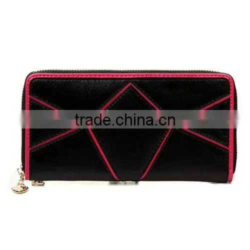 2014 Ladies Women Color Match New Fashion Genuine Leather Long Style Wallet (BCN016)