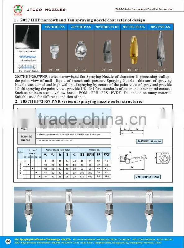 hot narrow angle flat fan spray nozzle