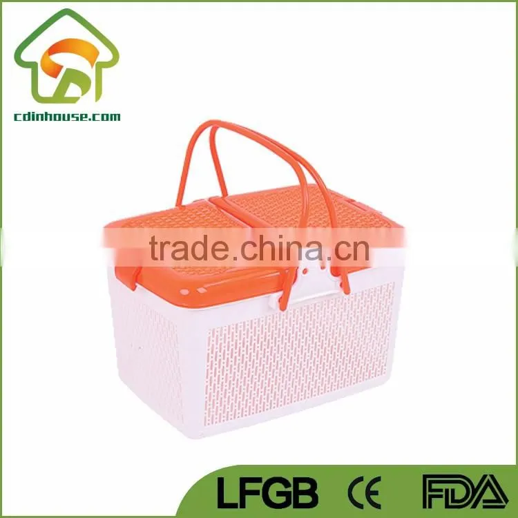 Synthetic Plastic Basket Natural Rattan Basket with Lid and Handle