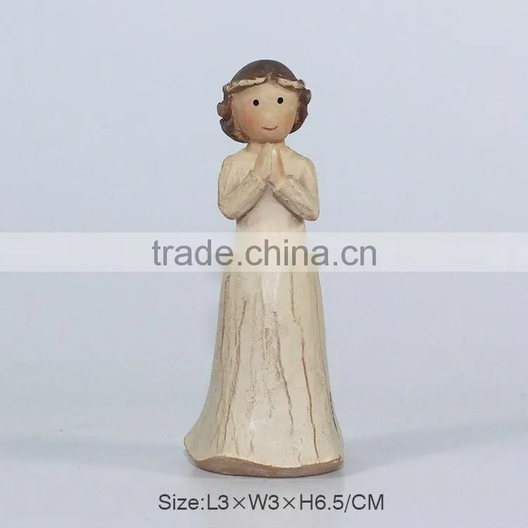 Resin praying mini girl statue