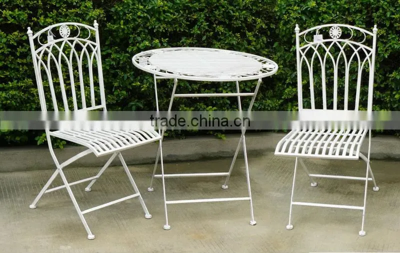 Gothic Style Folding Metal Round Chair Antique Wrought Iron