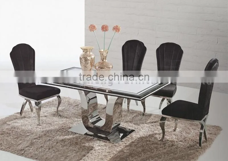 6 people metal U shape dining table for restaurant furniture