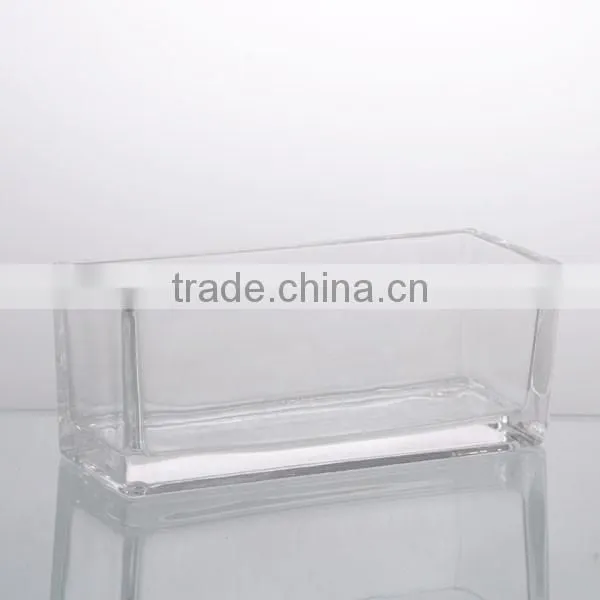 25cm/20cm length clear hande made home decor sqnare vase