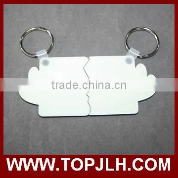 Hot selling sublimation couple lovers' MDF half heart keychain