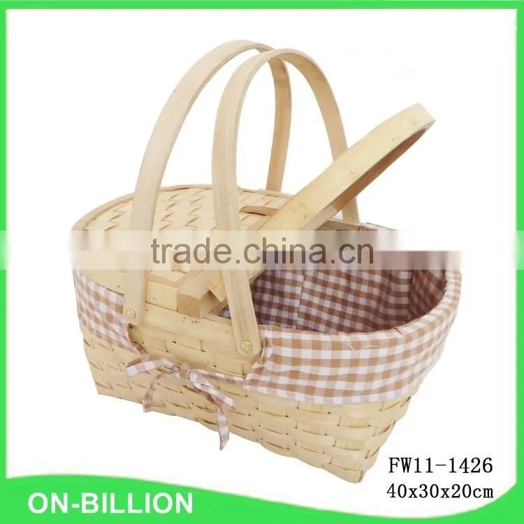 Cheap wood chip empty picnic basket