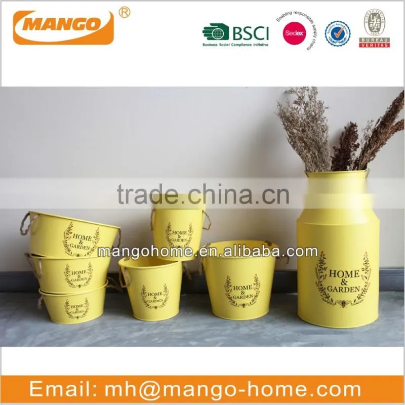 White powder coating iron metal compost bucket with lid