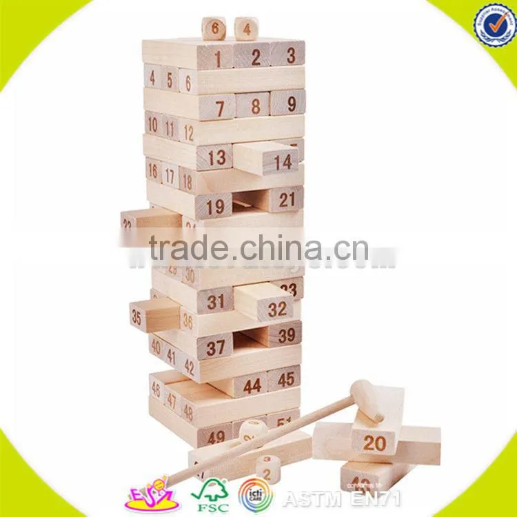 Wholesale hot sale 48 pcs wooden toddler stacking bricks toy teaching aid wooden toddler stacking bricks toy W13D151