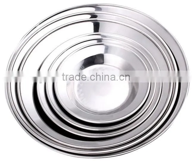 Polished stainless steel serving dish plate