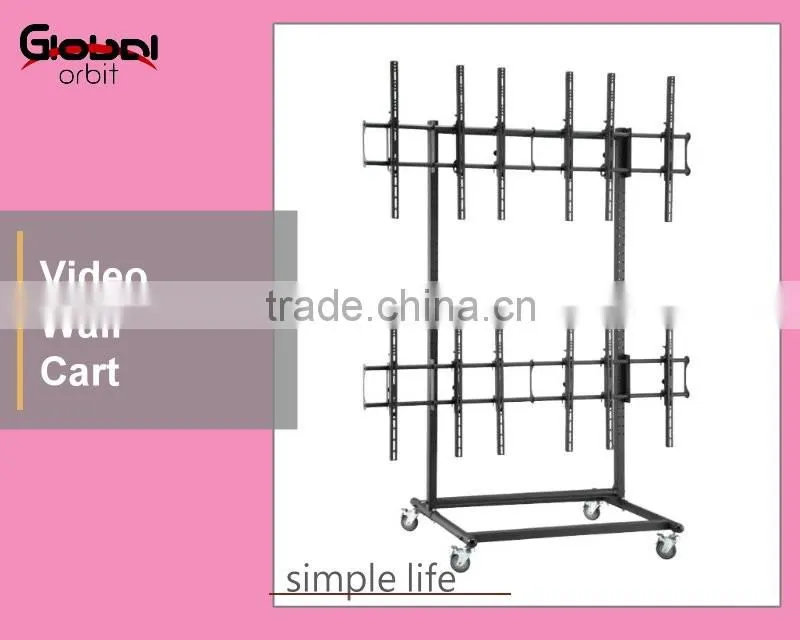 Perdurable Adjustable Mobile Display LCD TV Floor Stand With Wheels