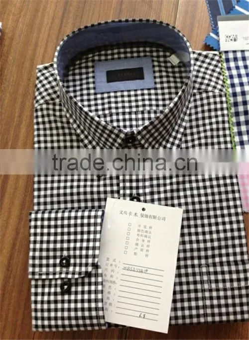 Men Gingham shirts 100 cotton checks/plaids shirt button down high collar shirts