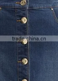 Lady's Newest Fashion Front Buttons Embellished Jean Skirt