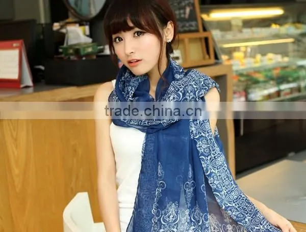 Hot sale chinese style 5 color choice high quality lady chiffon material shawl fashionable scarf