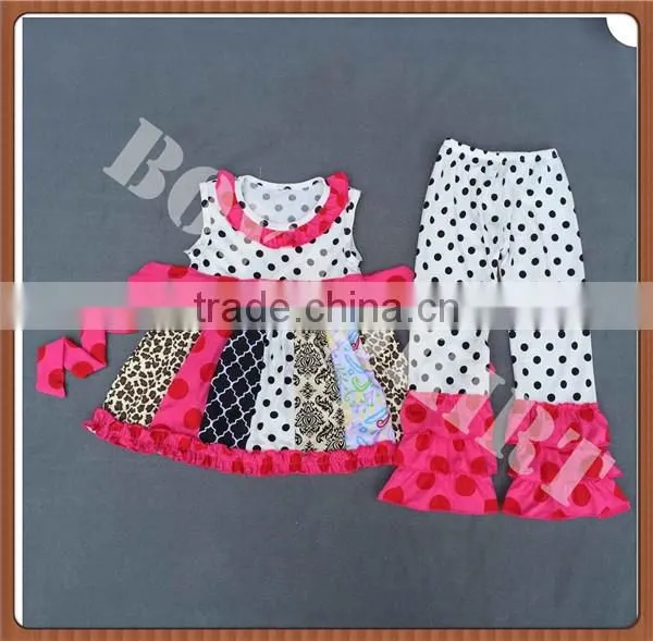 Easter spring fall 2016 ruffles baby girl boutique clothing holiday matching dots pants giggle moon girl cotton remake outfit