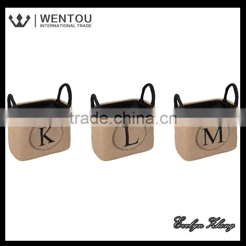 Wholesale Monogramed Burlap Storage Bin With Handles