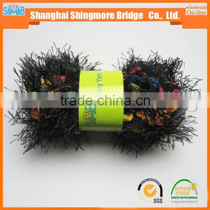 Online shopping first choice feather pompom yarn from China feather pompom twisted yarn factory in a low price