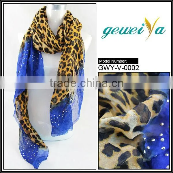 Voile Infinity Hot Stamping Leopard Scarves