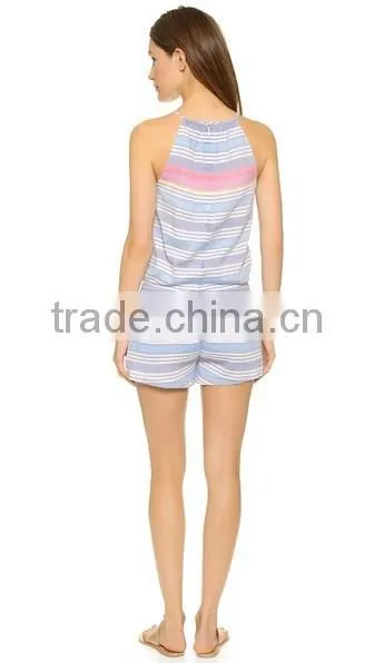 Wholesale Casual Womens Cotton Striped Jumpsuit