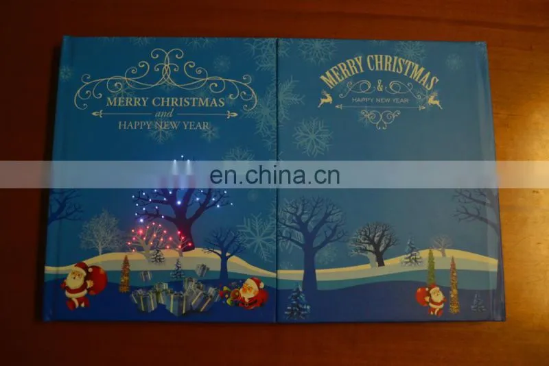 Merry Christmas hardcover Custom LED Lighting Up Diary/Notebook With Fiber Optic