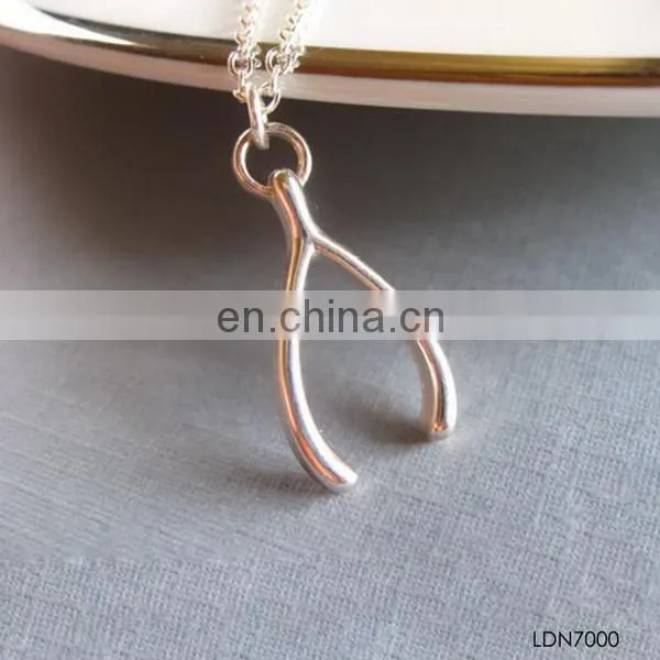 Hot selling meaning love wishing bone gold plated pendant necklace jewelry
