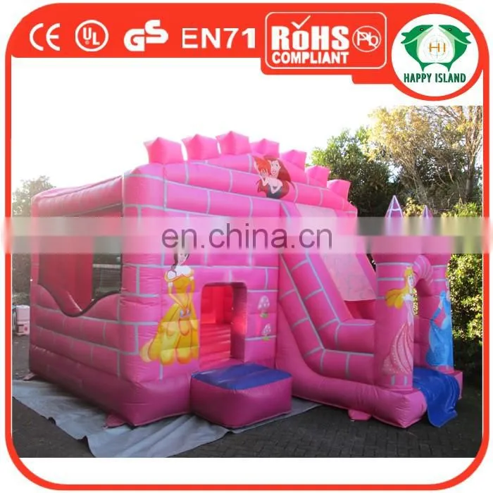 Cartoon characters pig mini bouncy castle, pink color jumping castle for kids