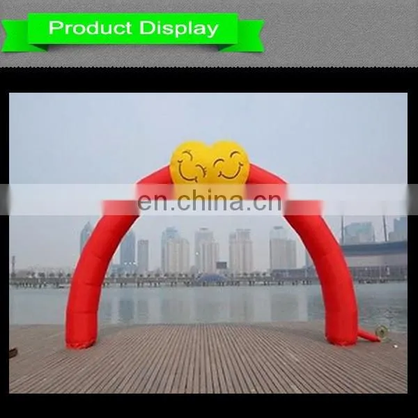 Red inflatable archway with smile face/entrance design inflatable arch for party