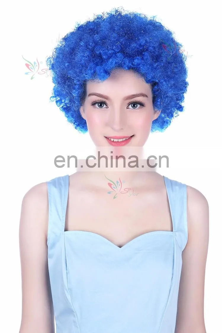 cheap wholesale soccer fans synthetic wig carnival party football fan wig
