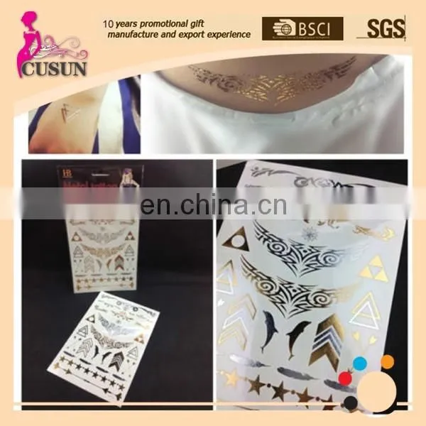 Temporary newest hot sale metallic temporary body tattoos gold silver jewelry tattoos