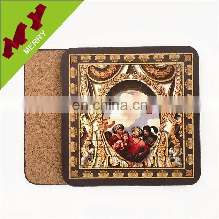 Custom logos cup wood coaster / paper cork coaster