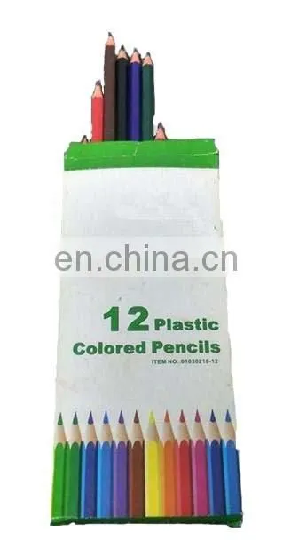 2016 Hot Sale Super Quality 7" hexagonal Plastic Colored Pencils 12pcs set
