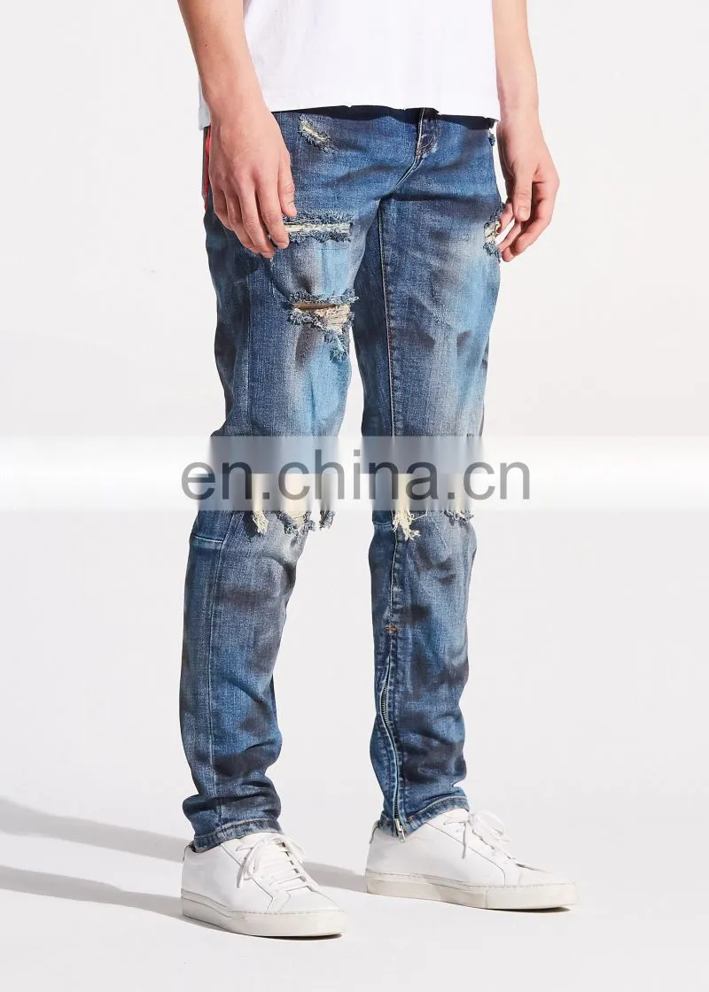 DiZNEW Men's Stretchy Ripped Skinny Biker Jeans Destroyed Frayed Slim Fit Denim Pants