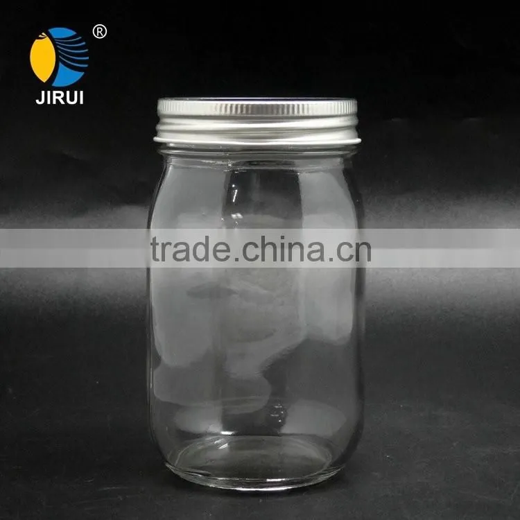 wholesale 450ml high quality glass jar glass mason jar with tin lid