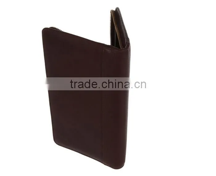 Pure italian leather passport holder with zipper pocket and leather pen loop geniune leather passport holder