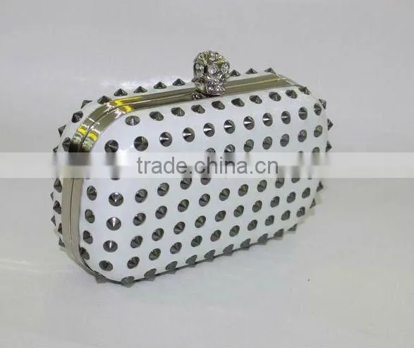 Hotsales black leather studs evening purse