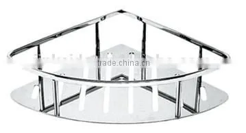 Stainless steel bath corner shelf, stainless steel corner shelf dual tier corner rack with hooks, 721-2
